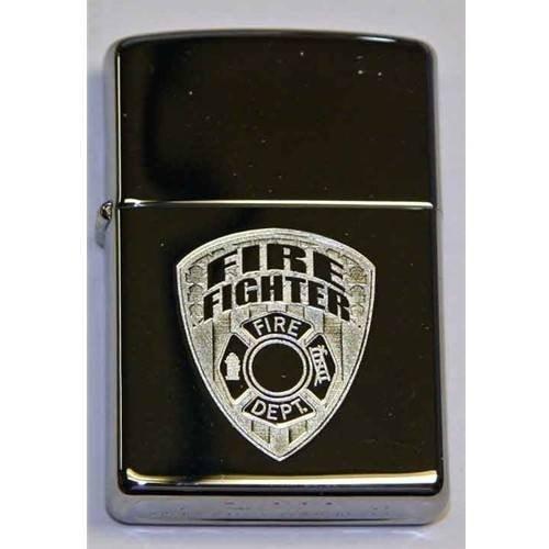 Zippo Lighter - Firefighter High Polish Chrome Zippo Zippo   