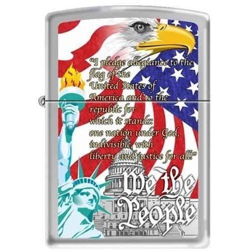 Zippo Lighter - We the People Brushed Chrome Zippo Zippo   