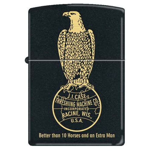 Zippo Lighter - J.I. Case Better Than 10 Horses Black Matte Zippo Zippo   