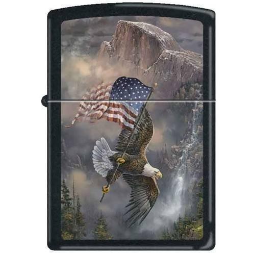Zippo Lighter - Blaylock "Old Glory at Half Dome" Black Matte Zippo Zippo   