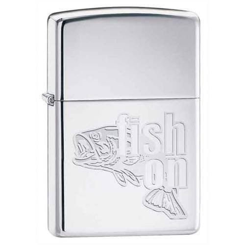 Zippo Lighter - Fish On! High Polish Chrome Zippo Zippo   