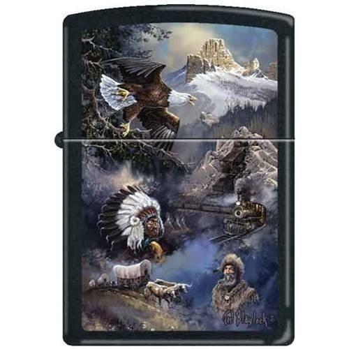 Zippo Lighter - Blaylock Spirit of the West Black Matte Zippo Zippo   