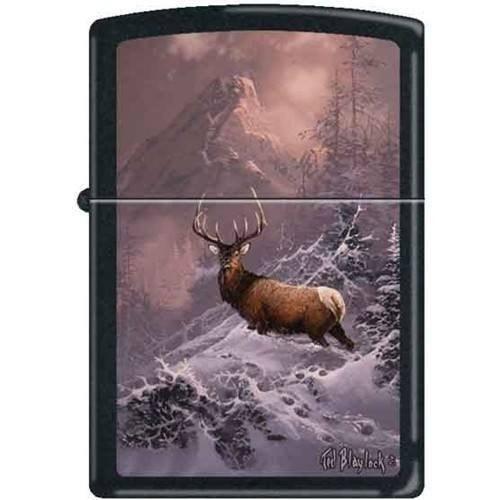 Zippo Lighter - Blaylock The Lone Bull Elk Black Matte Zippo Zippo   