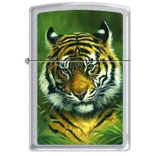 Zippo Lighter - Picken's Tiger Satin Chrome Zippo Zippo   