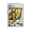 Zippo Lighter - Picken's Winter Horses Satin Chrome Zippo Zippo   