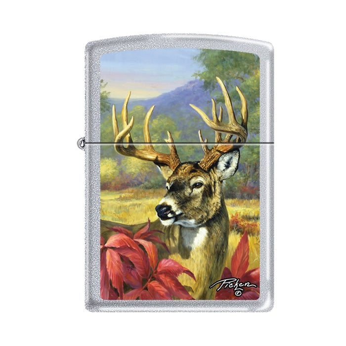 Zippo Lighter - Picken's Buck Head Satin Chrome Zippo Zippo   