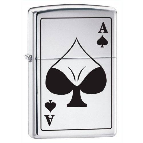 Zippo Lighter - Ace of Spades Bodacious High Polish Chrome Zippo Zippo   