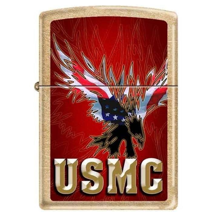 Zippo Lighter - USMC Eagle Gold Dust Finish Zippo Zippo   