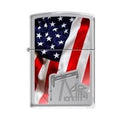 Zippo Lighter - Oil Derrick Flag High Polish Chrome Zippo Zippo   