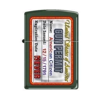 Zippo Lighter - Gun Permit Green Matte Zippo Zippo   