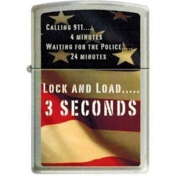 Zippo Lighter - Lock & Load Brushed Chrome Zippo Zippo   