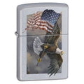 Zippo Lighter - Old Glory at Half Dome V2 Satin Chrome Zippo Zippo   