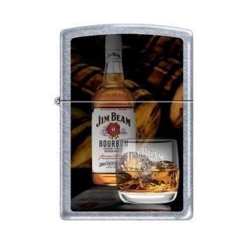 Zippo Lighter - Jim Beam Bottle with Glass Street Chrome Zippo Zippo   