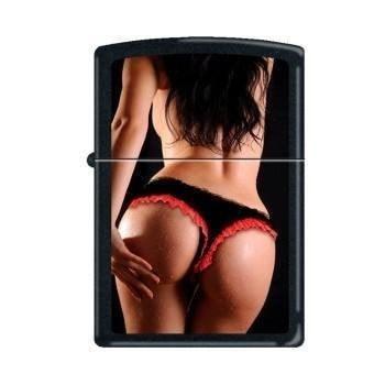 Zippo Lighter - View From Behind Black & Red Black Matte Zippo Zippo   