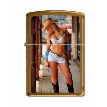 Zippo Lighter - Sexy Cowgirl White Top White Toffee Zippo Zippo   