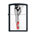 Zippo Lighter - Red Shoes Hand Behind Back Black Matte Zippo Zippo   