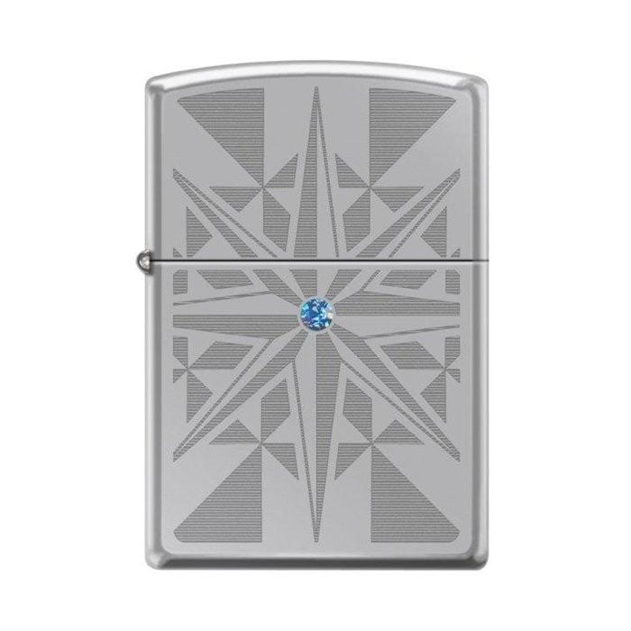 Zippo Lighter - Star w/ Blue Swarovski Crystal High Polish Chrome Zippo Zippo   