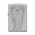 Zippo Lighter - Snake Eyes w/ Green Swarovski High Polish Chrome Zippo Zippo   