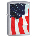 Zippo Lighter - Old Glory Satin Chrome Zippo Zippo   