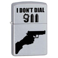 Zippo Lighter - I Don't Dial 911 Satin Chrome Zippo Zippo   