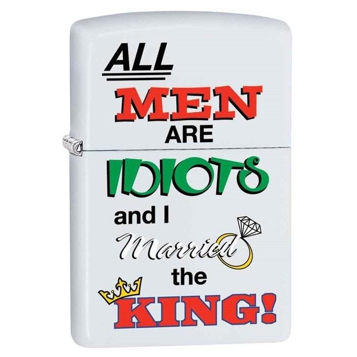 Zippo Lighter - All Men Are Idiots White Matte Zippo Zippo   
