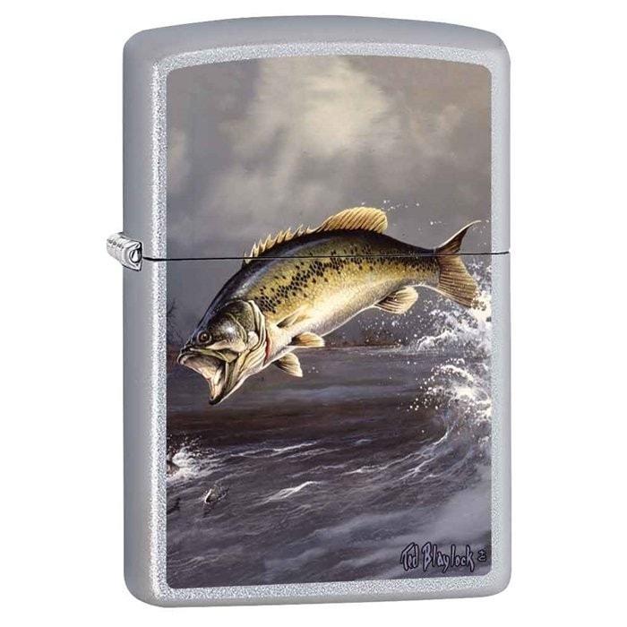 Zippo Lighter - Bass by Blaylock Satin Chrome Zippo Zippo   