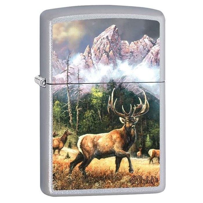Zippo Lighter - Elk Call to Challenge Satin Chrome Zippo Zippo   