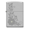 Zippo Lighter - Flower w/ Swarovski Crystal Satin Chrome Zippo Zippo   