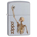 Zippo Lighter - Skeleton Holding Zippo Satin Chrome Zippo Zippo   
