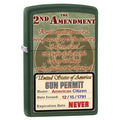 Zippo Lighter - 2nd Amendment Gun Permit Green Matte Zippo Zippo   