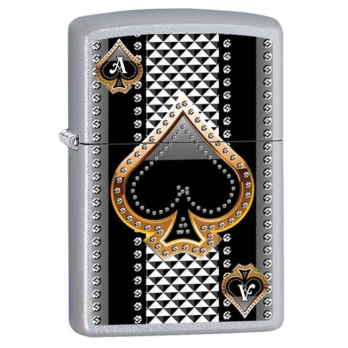 Zippo Lighter - Ace of Spades Satin Chrome Zippo Zippo   