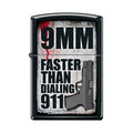 Zippo Lighter - 9MM Faster Than Dialing 911 Black Matte Zippo Zippo   