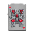 Zippo Lighter - Monkeys 5 of Hearts Brushed Chrome Zippo Zippo   