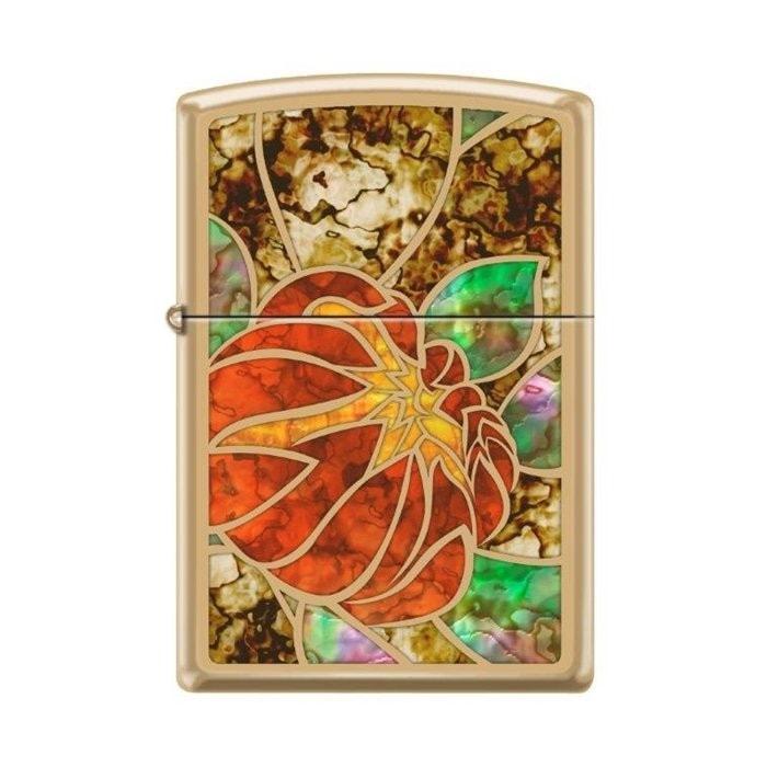 Zippo Lighter - Lotus Stained Glass Fusion Zippo Zippo   