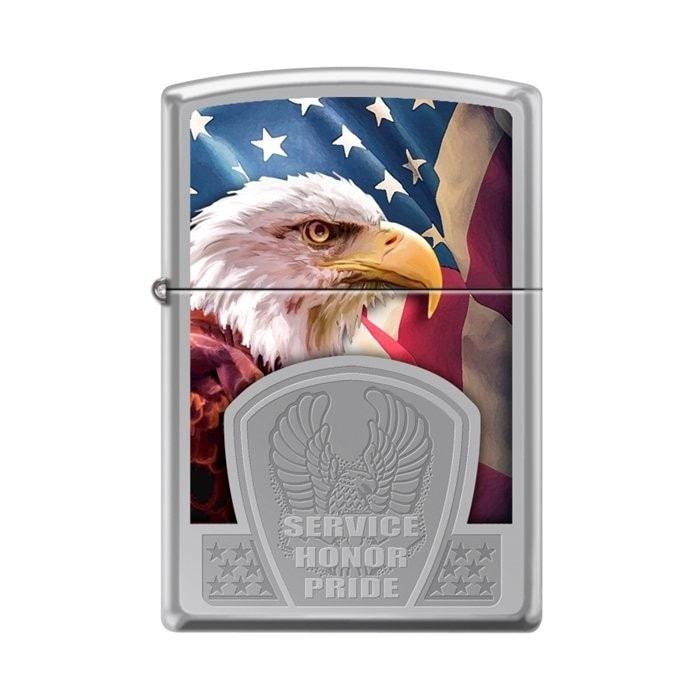 Zippo Lighter - Service Honor Pride High Polish Chrome Zippo Zippo   