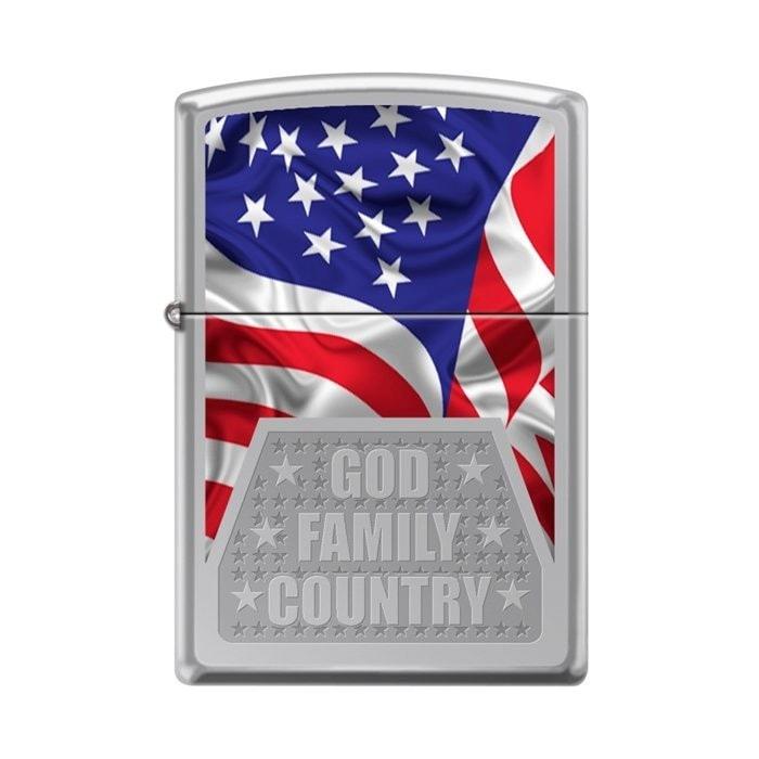 Zippo Lighter - God Family Country High Polish Chrome Zippo Zippo   