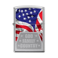Zippo Lighter - God Family Country High Polish Chrome Zippo Zippo   