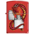 Zippo Lighter - Dragon & Zippo Red Matte Zippo Zippo   