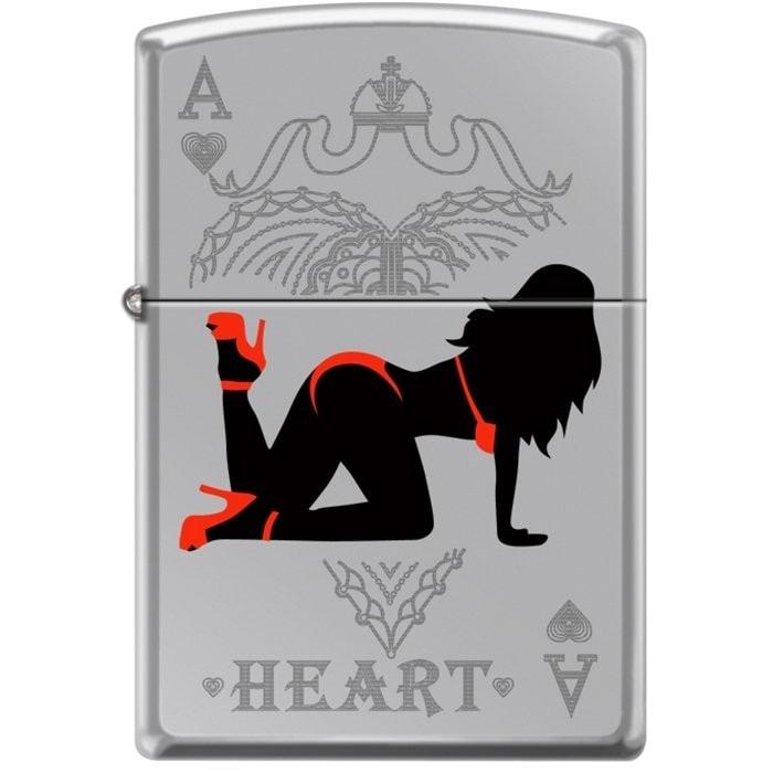Zippo Lighter - Ace of Hearts Hi Polished Chrome Zippo Zippo   