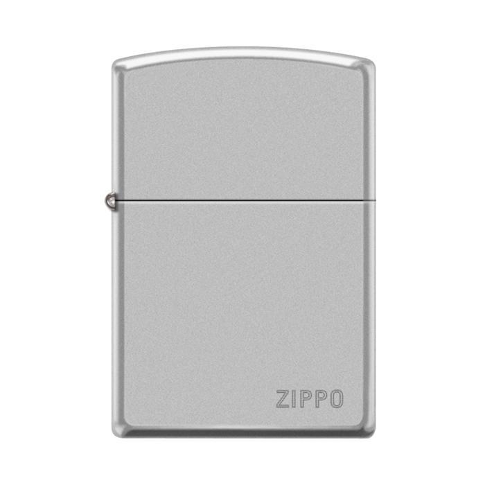 Zippo Lighter - Pipe Lighter With Logo Satin Chrome Zippo Zippo   