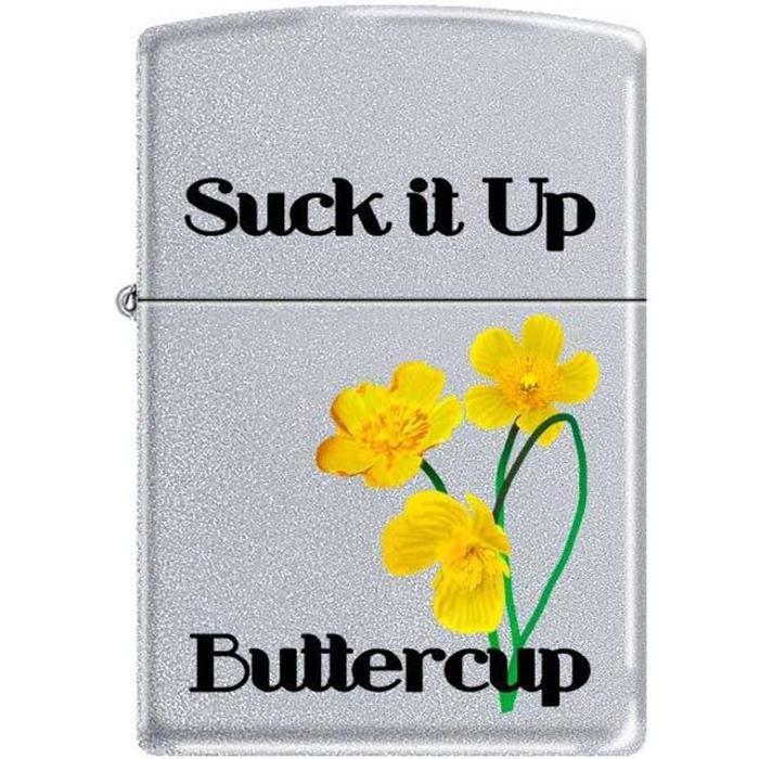 Zippo Lighter - Suck It Up Buttercup Satin Chrome Zippo Zippo   