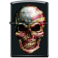 Zippo Lighter - Skull With Flag Black Matte Zippo Zippo   