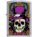Zippo Lighter - Skull With Top Hat Street Chrome Zippo Zippo   