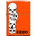 Zippo Lighter - Skulls Stacked With Logo Neon Orange Zippo Zippo   