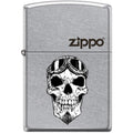 Zippo Lighter - Biker Skull With Logo Street Chrome Zippo Zippo   