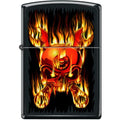 Zippo Lighter - Skull Flaming Wrenched Black Matte Zippo Zippo   