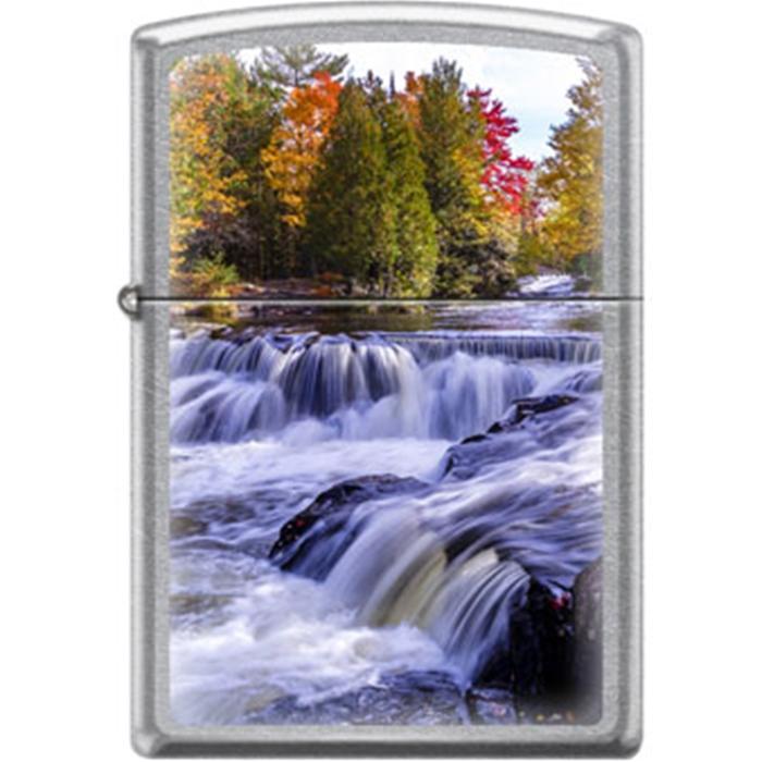 Zippo Lighter - River In Fall Street Chrome Zippo Zippo   