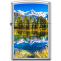 Zippo Lighter - Snow Capped Mountains Satin Chrome Zippo Zippo   