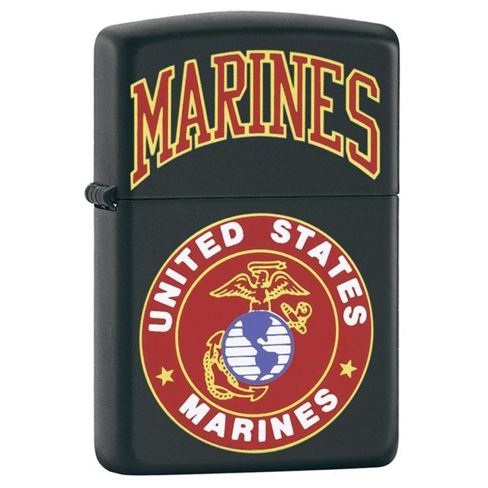 Zippo Lighter - Marines With Logo Black Matte Zippo Zippo   