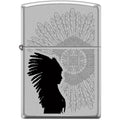 Zippo Lighter - Indian Woman Sunburst Satin Chrome Zippo Zippo   